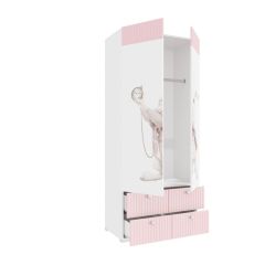 Детская Алиса ПМ-332.22 исп.3 Шкаф комбинированный (с 4 ящ. и 2 дв.) белый матовый с ФП-розовый | фото 2
